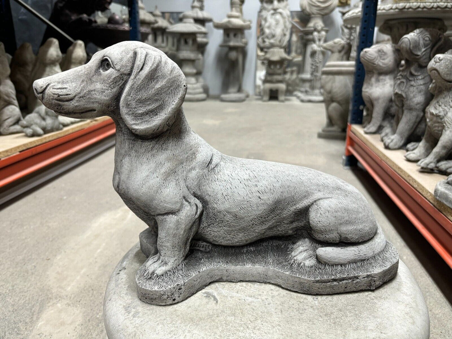 Stone Dachshund Dog Statue