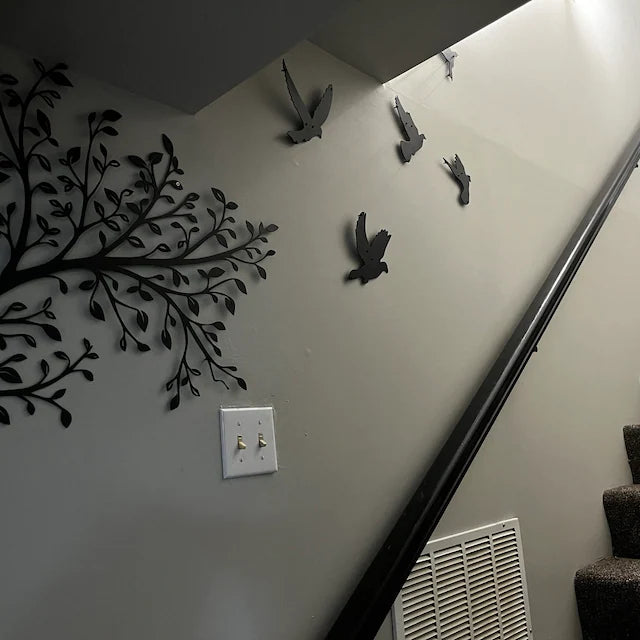 Metal Tree & Birds Design Wall Art