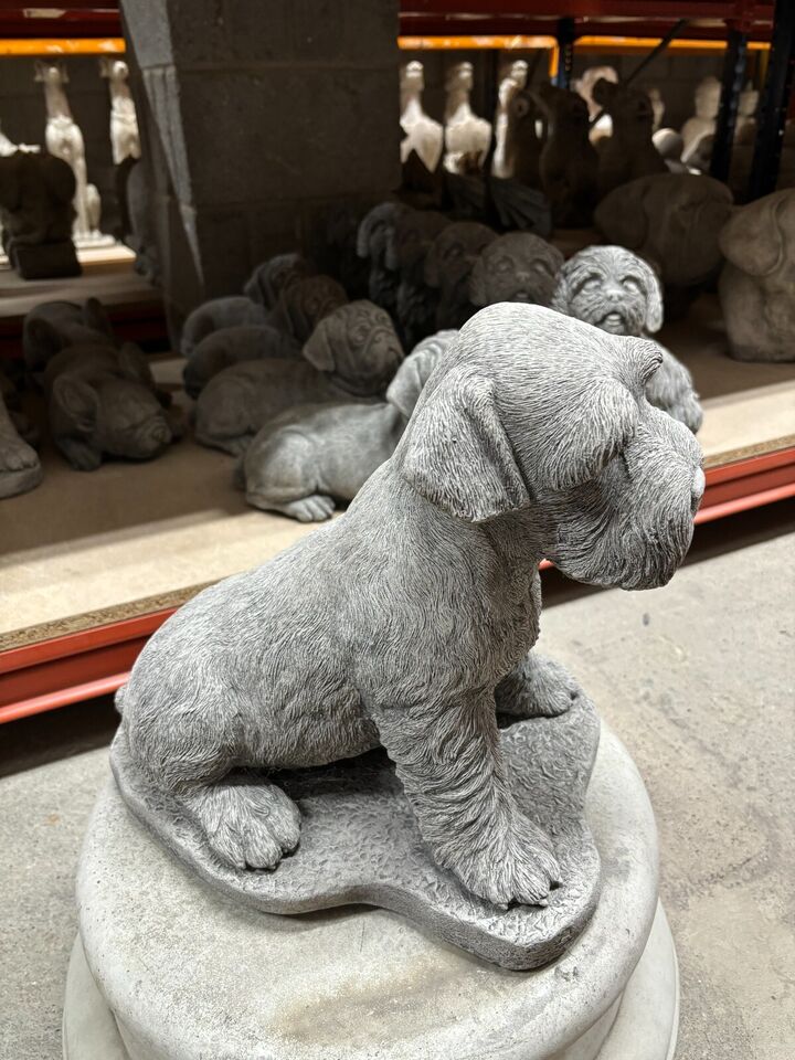 Stone Schnauzer Dog Statue