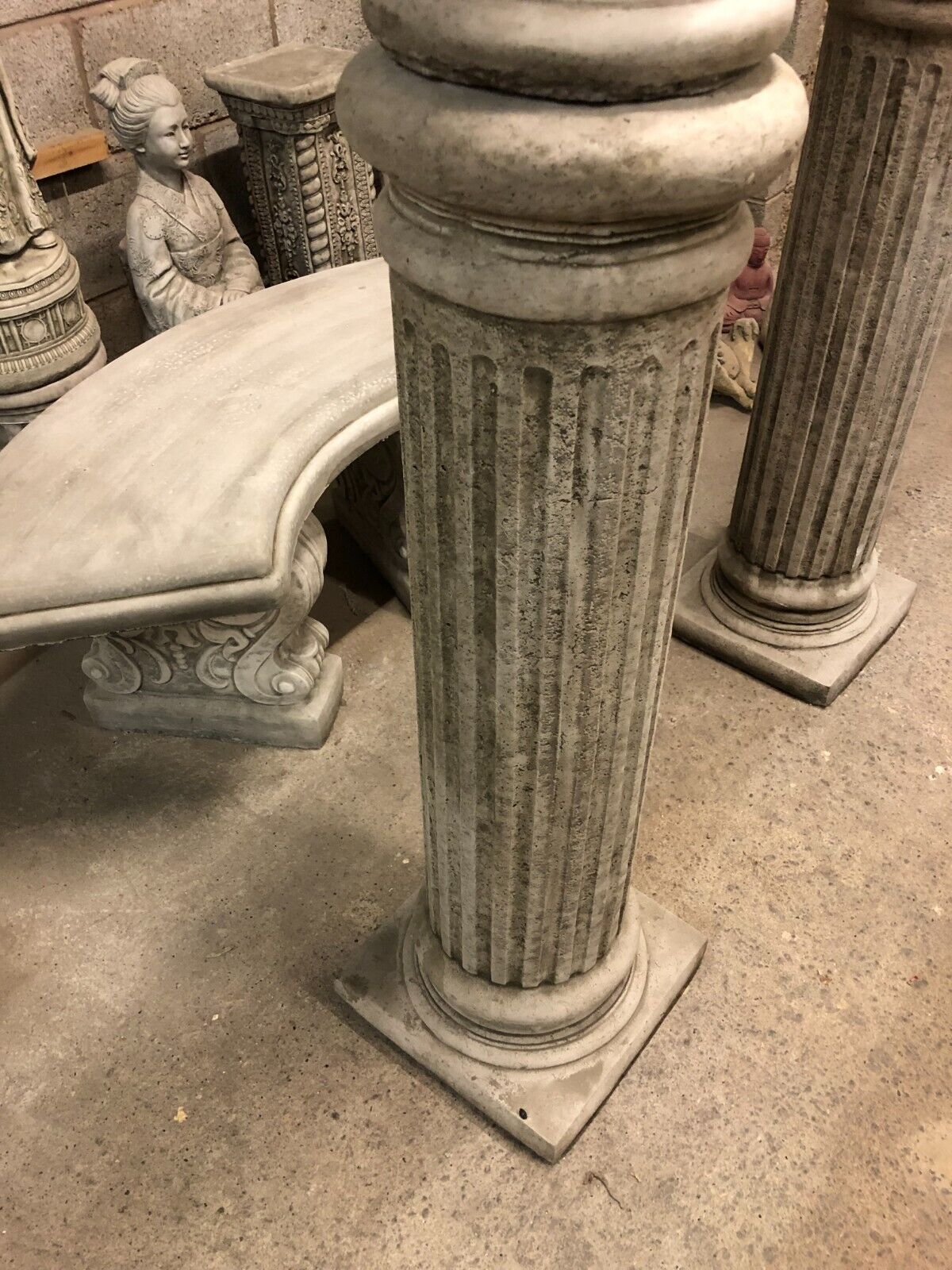 Pair of Stone Eagles Pedestal Statues