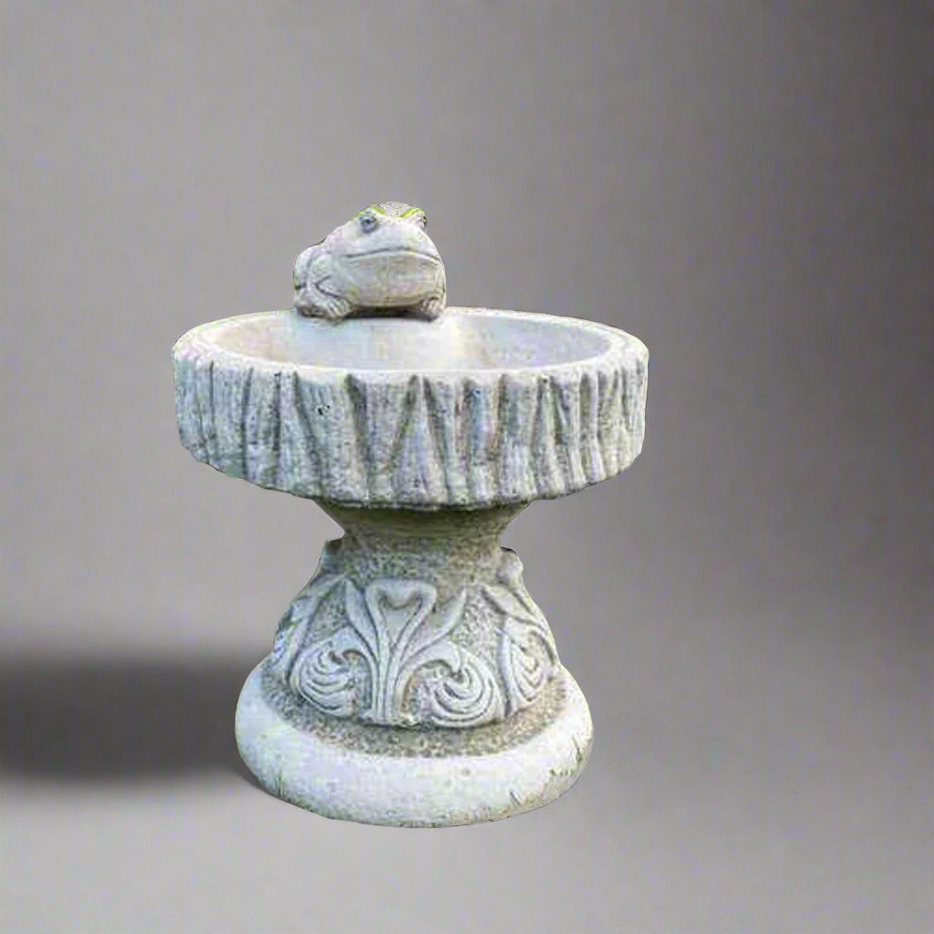 Stone Frog Bird Bath