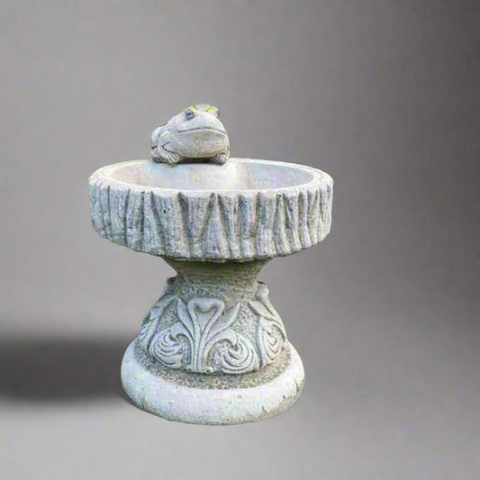 Stone Frog Bird Bath