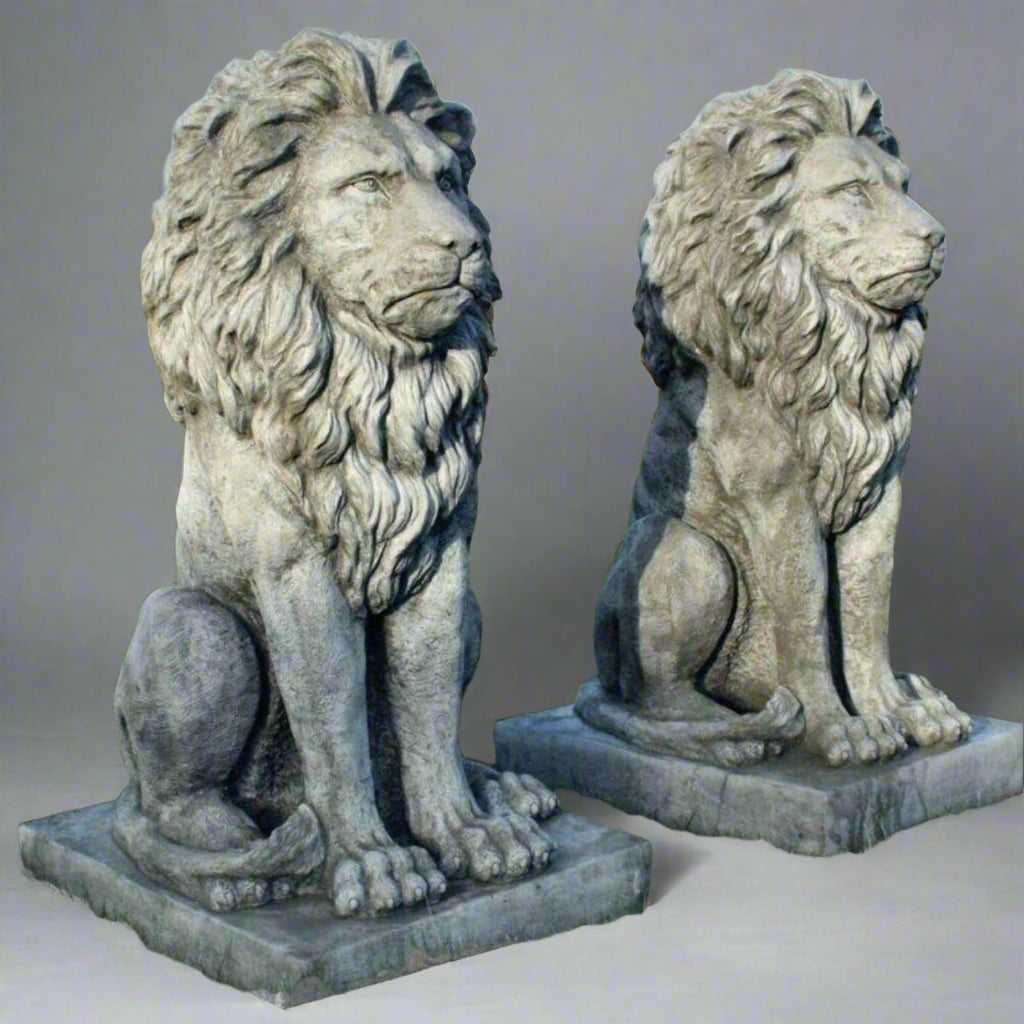 Large Pair of Stone Lion Statues