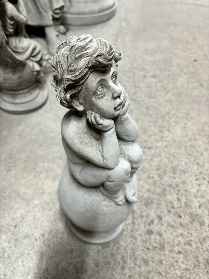 Stone Cherub on Ball Ornament