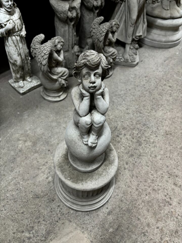 Stone Cherub on Ball Ornament