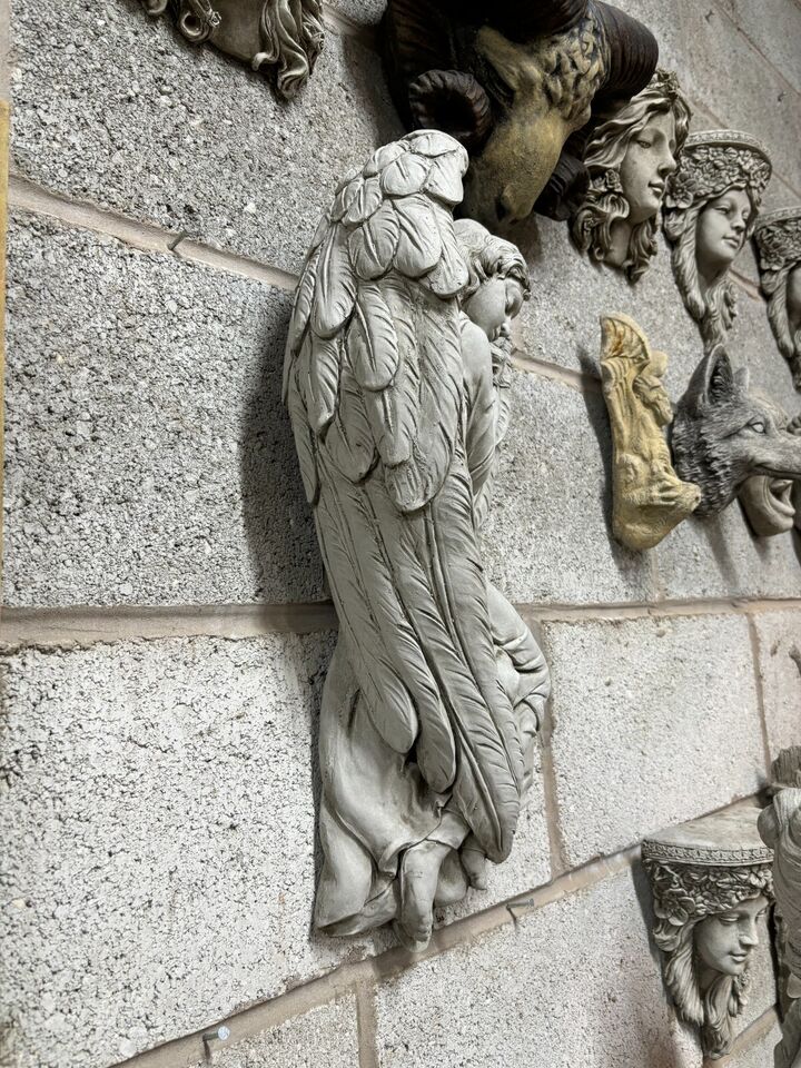 Large Stone Sleeping Angel Wall Plaque