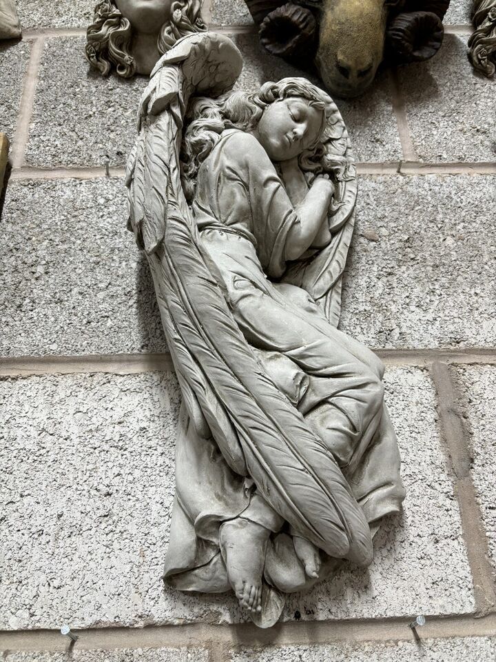 Large Stone Sleeping Angel Wall Plaque