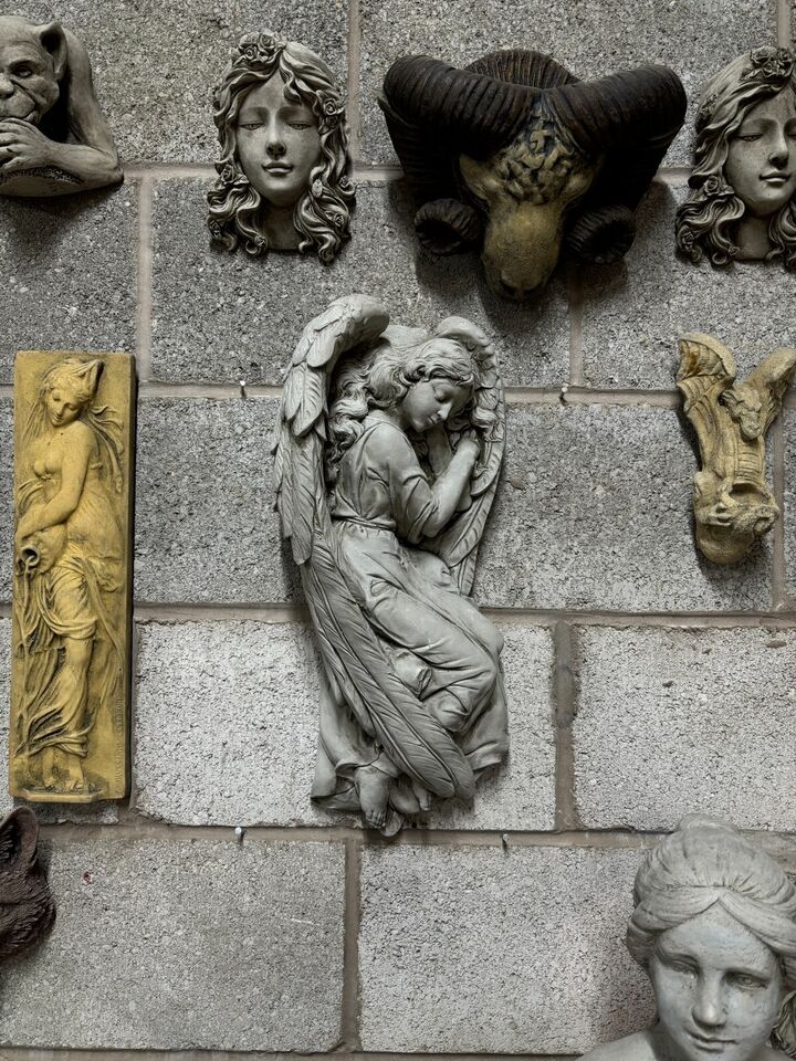 Large Stone Sleeping Angel Wall Plaque