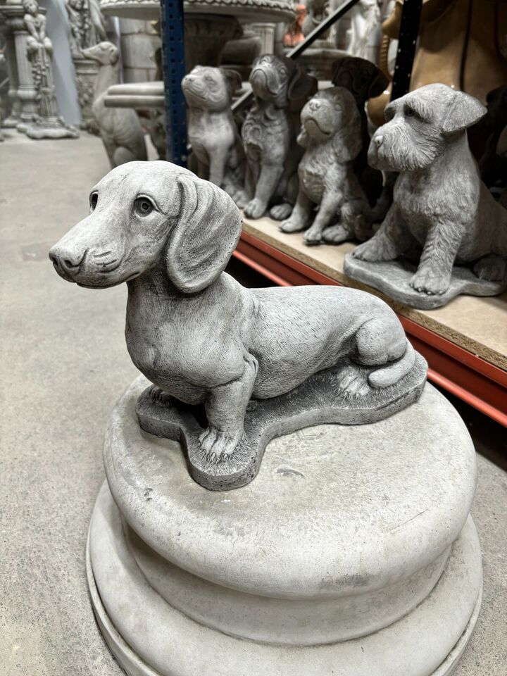 Stone Dachshund Dog Statue