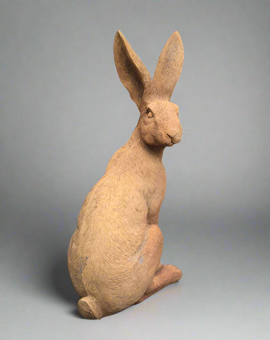 Rusty Cast Iron Rabbit Statue