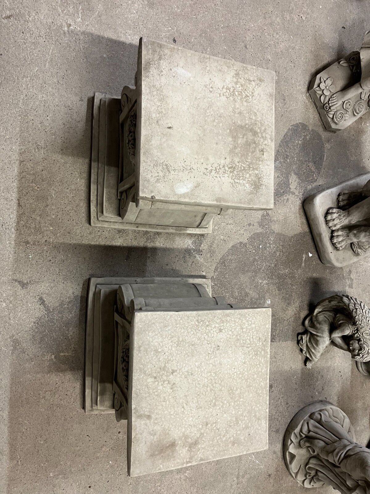 Pair of Stone Garland Style Plinths