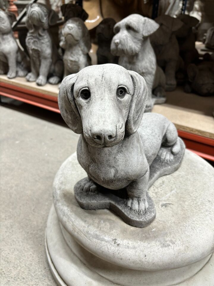 Stone Dachshund Dog Statue