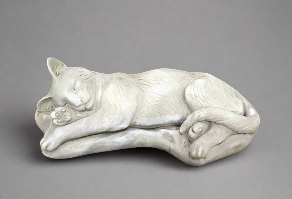 Stone Sleeping Cat Statue