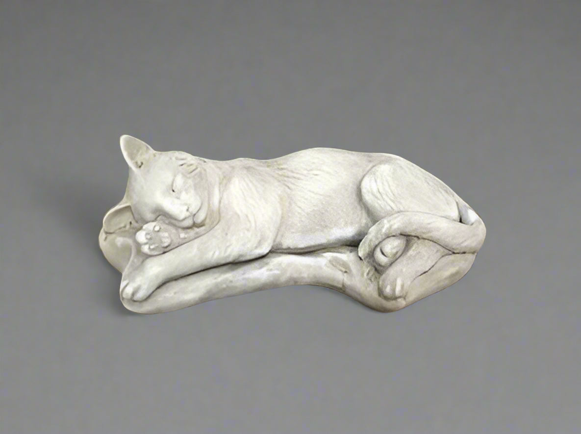 Stone Sleeping Cat Statue