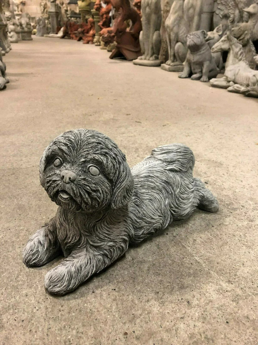 Stone Laying Down Shih Tzu Ornament