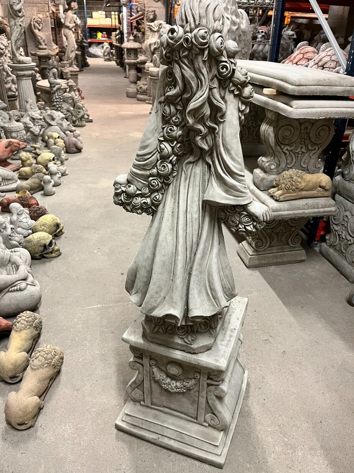 Stone Lady of Roses Statue