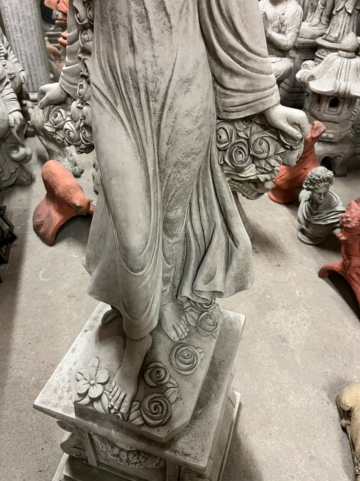 Stone Lady of Roses Statue