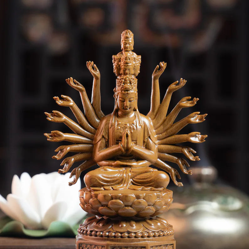 Wooden Thousand Hands Guan Yin Statue