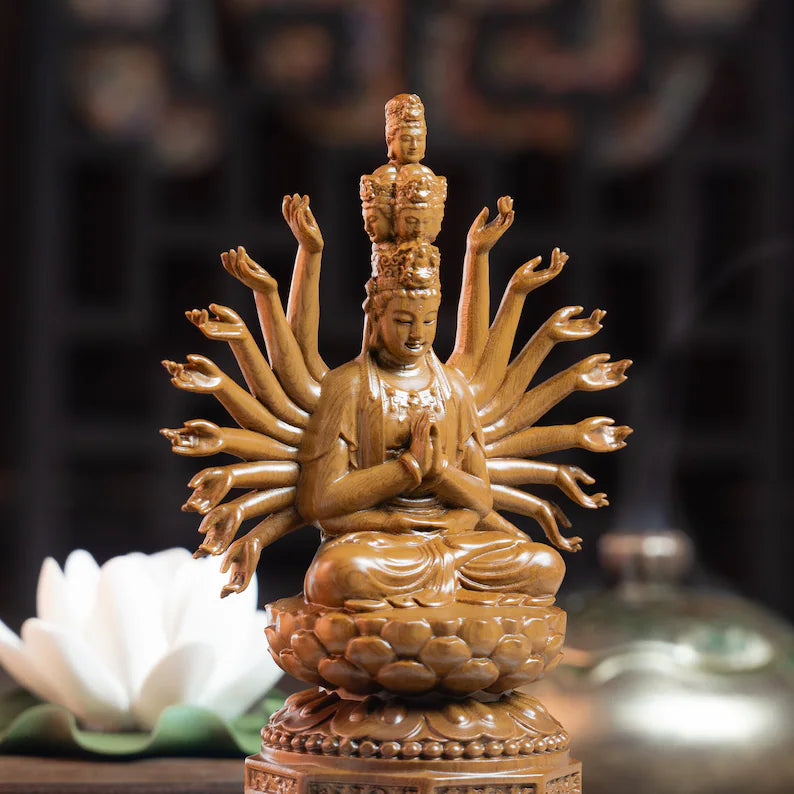 Wooden Thousand Hands Guan Yin Statue