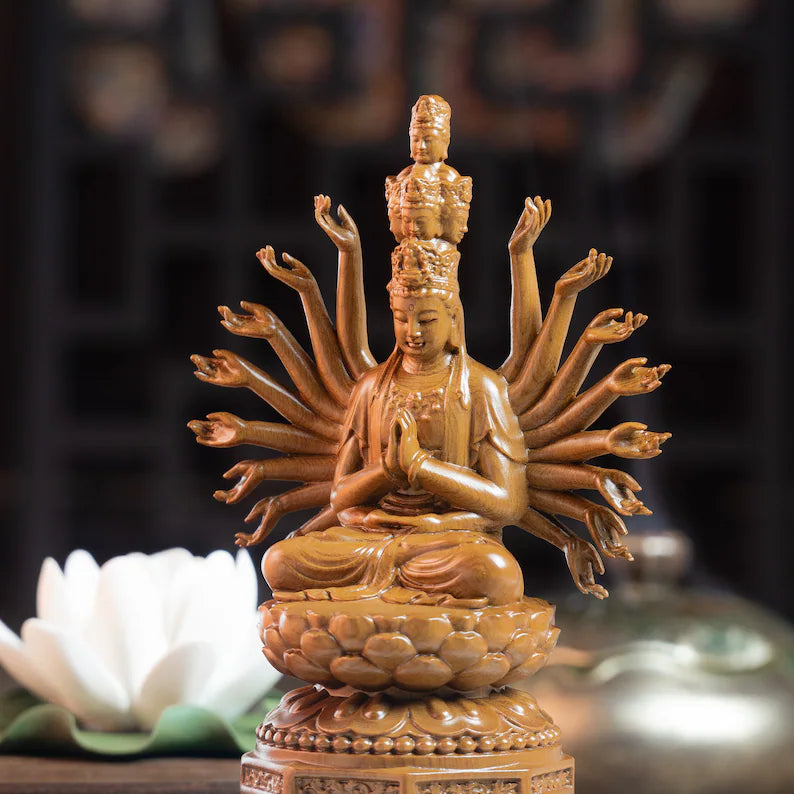 Wooden Thousand Hands Guan Yin Statue