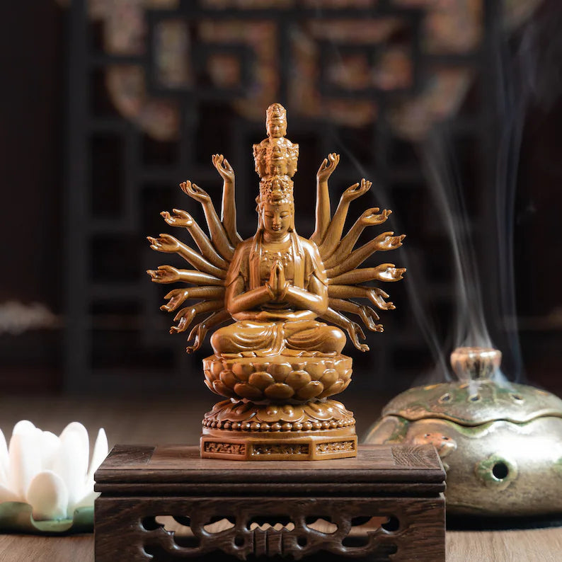 Wooden Thousand Hands Guan Yin Statue