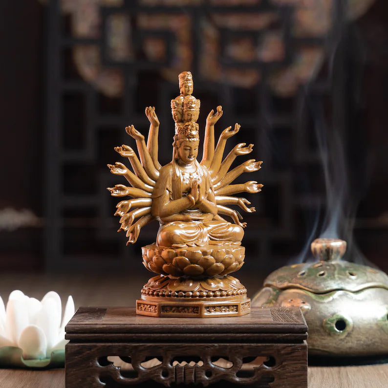 Wooden Thousand Hands Guan Yin Statue