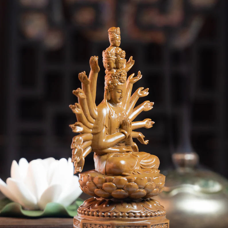 Wooden Thousand Hands Guan Yin Statue