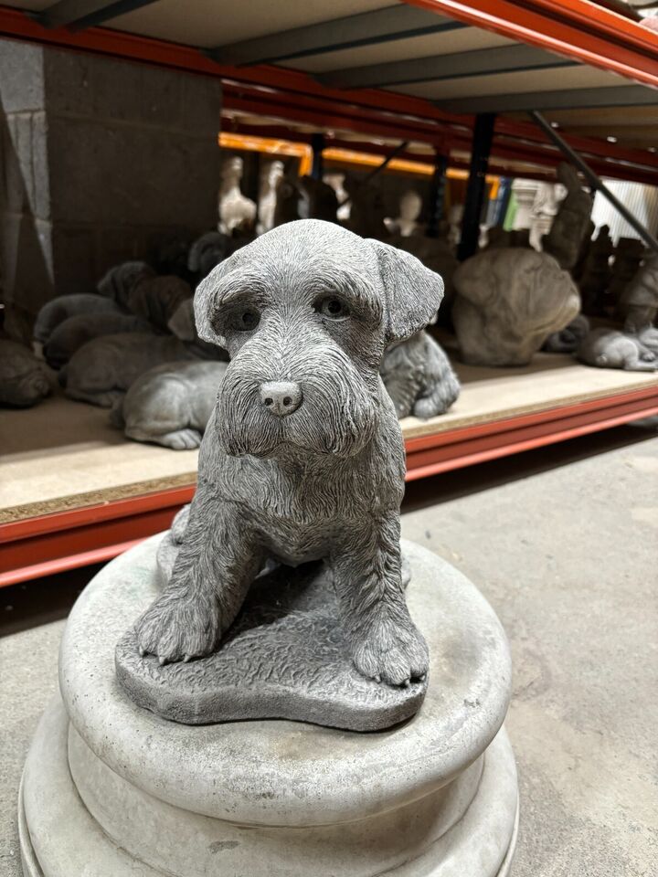 Stone Schnauzer Dog Statue