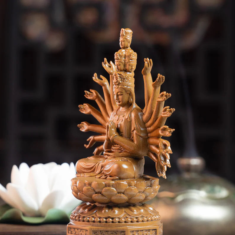 Wooden Thousand Hands Guan Yin Statue