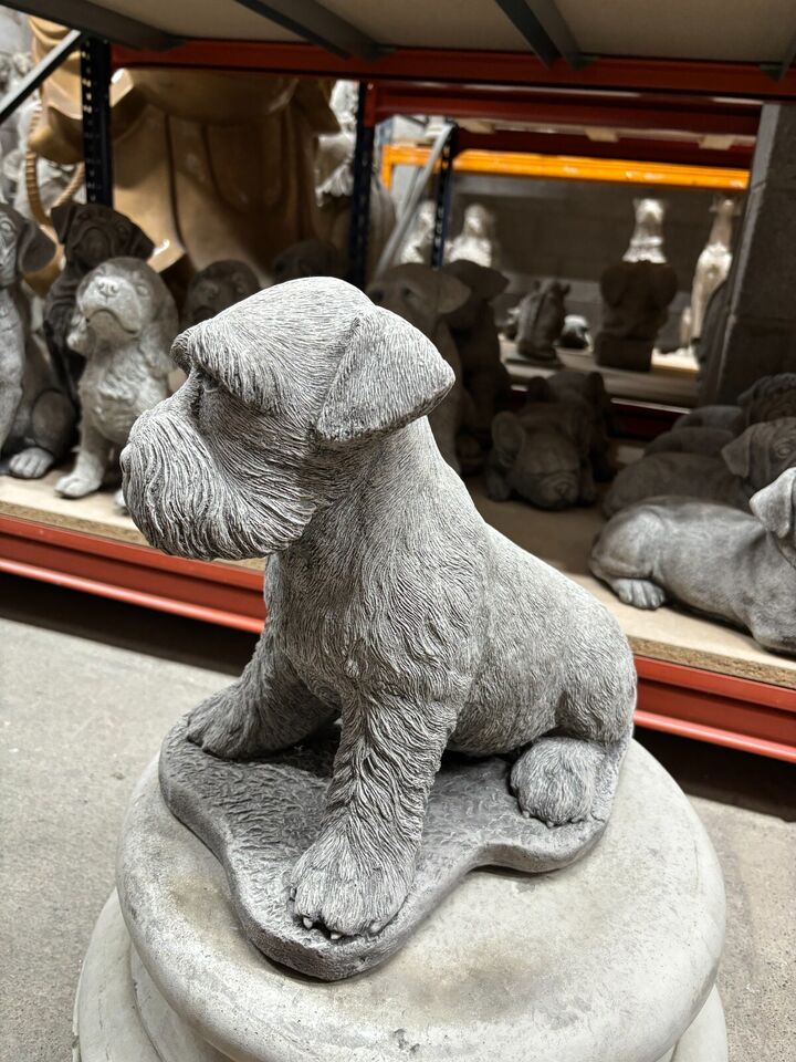 Stone Schnauzer Dog Statue