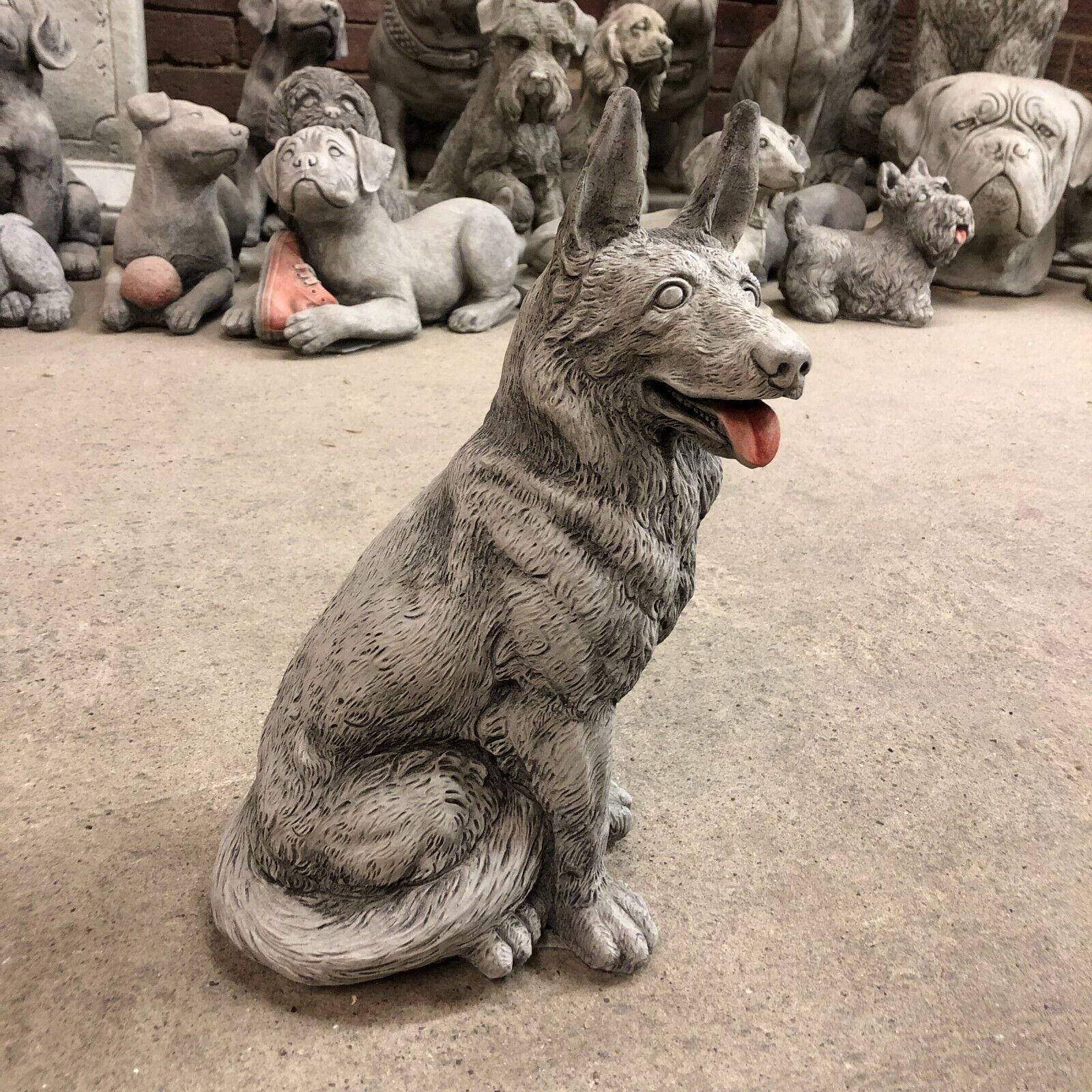 Stone Alsatian Dog Statue