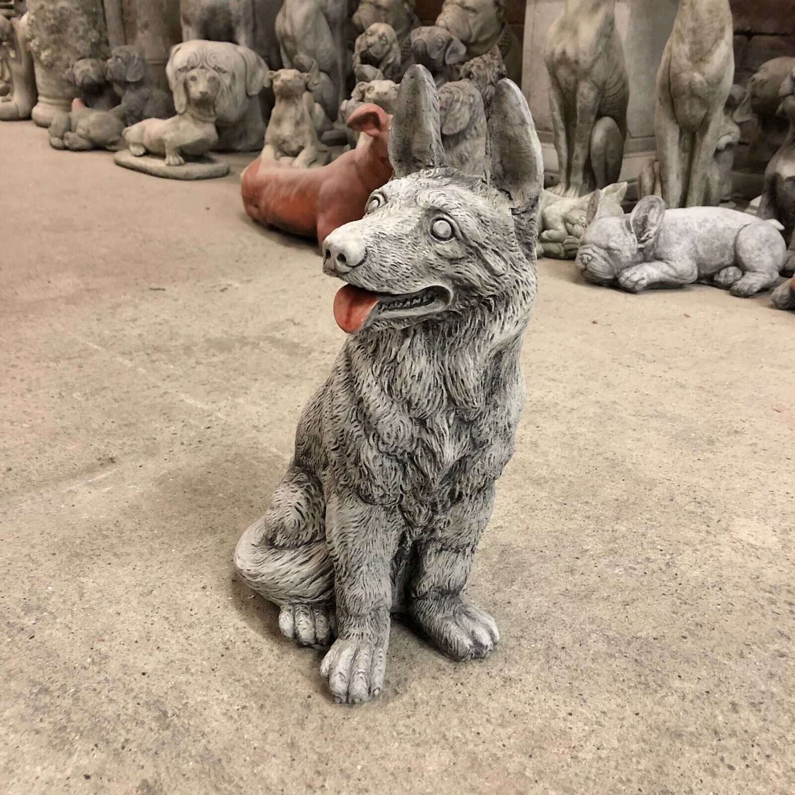 Stone Alsatian Dog Statue