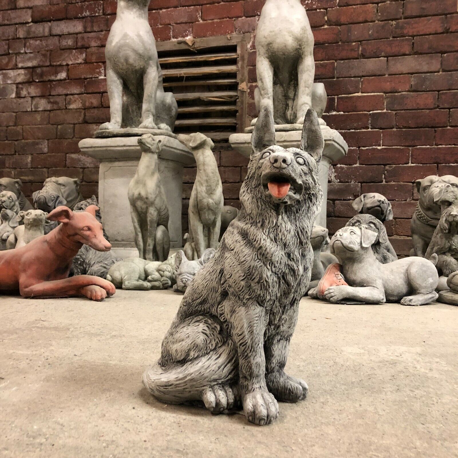 Stone Alsatian Dog Statue