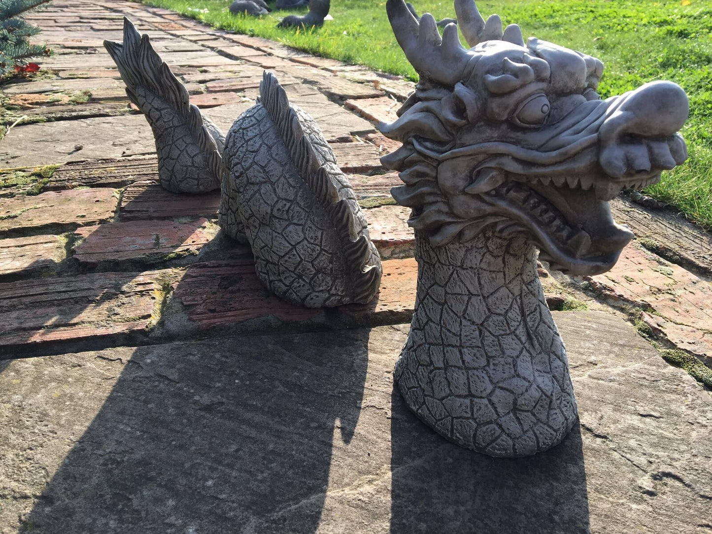 Stone 3 Piece Dragon Ornament