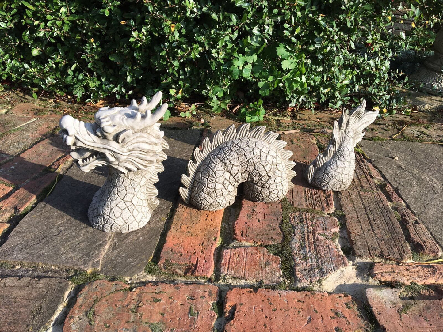 Stone 3 Piece Dragon Ornament