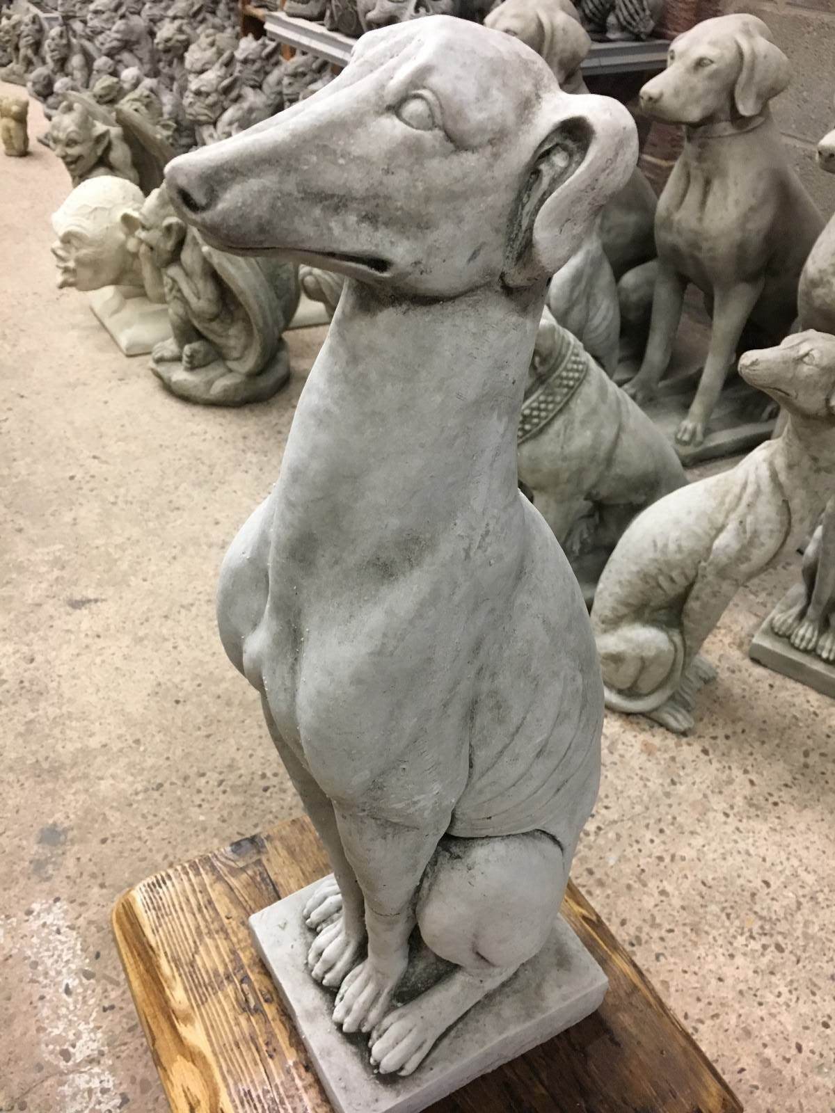 Stone Greyhound/Whippet Dog Statue