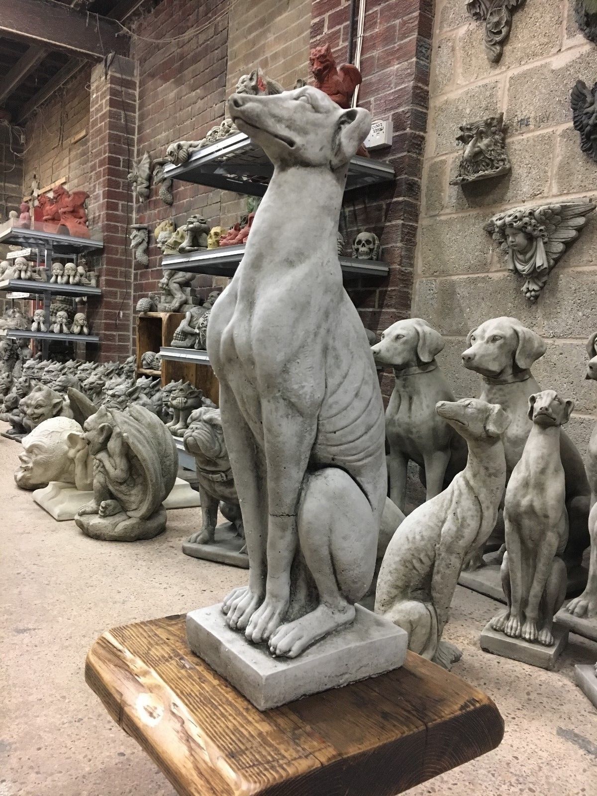 Stone Greyhound/Whippet Dog Statue