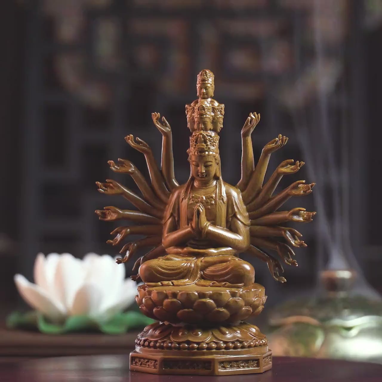Wooden Thousand Hands Guan Yin Statue