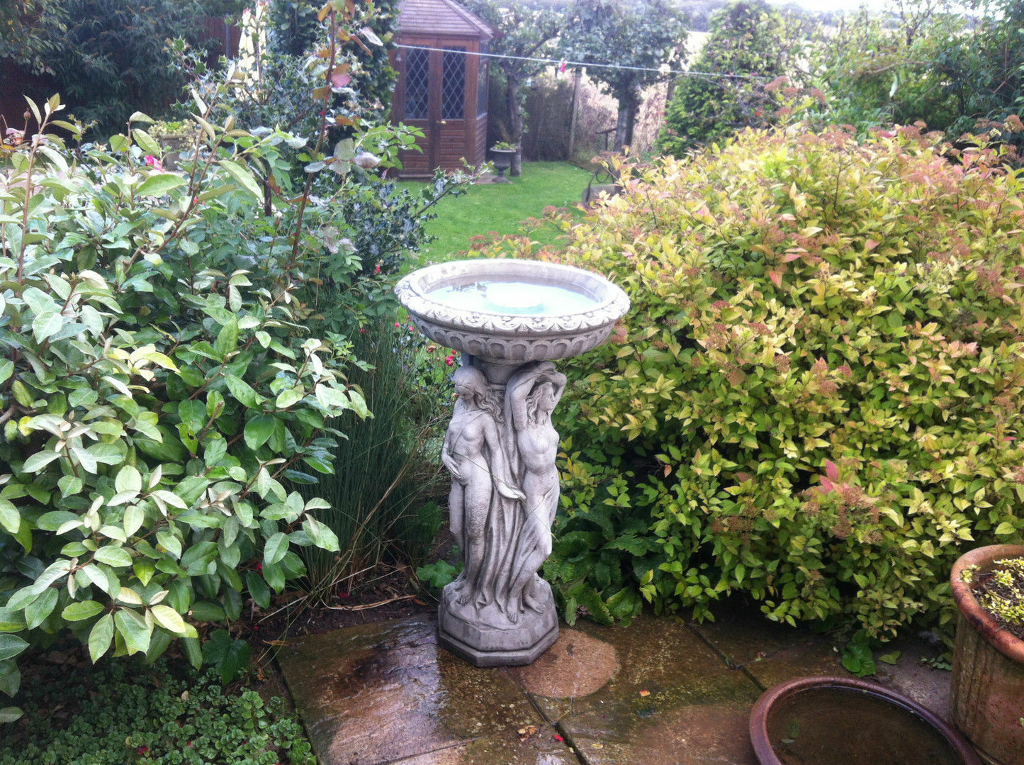 Three Graces Stone Garden Bird Bath