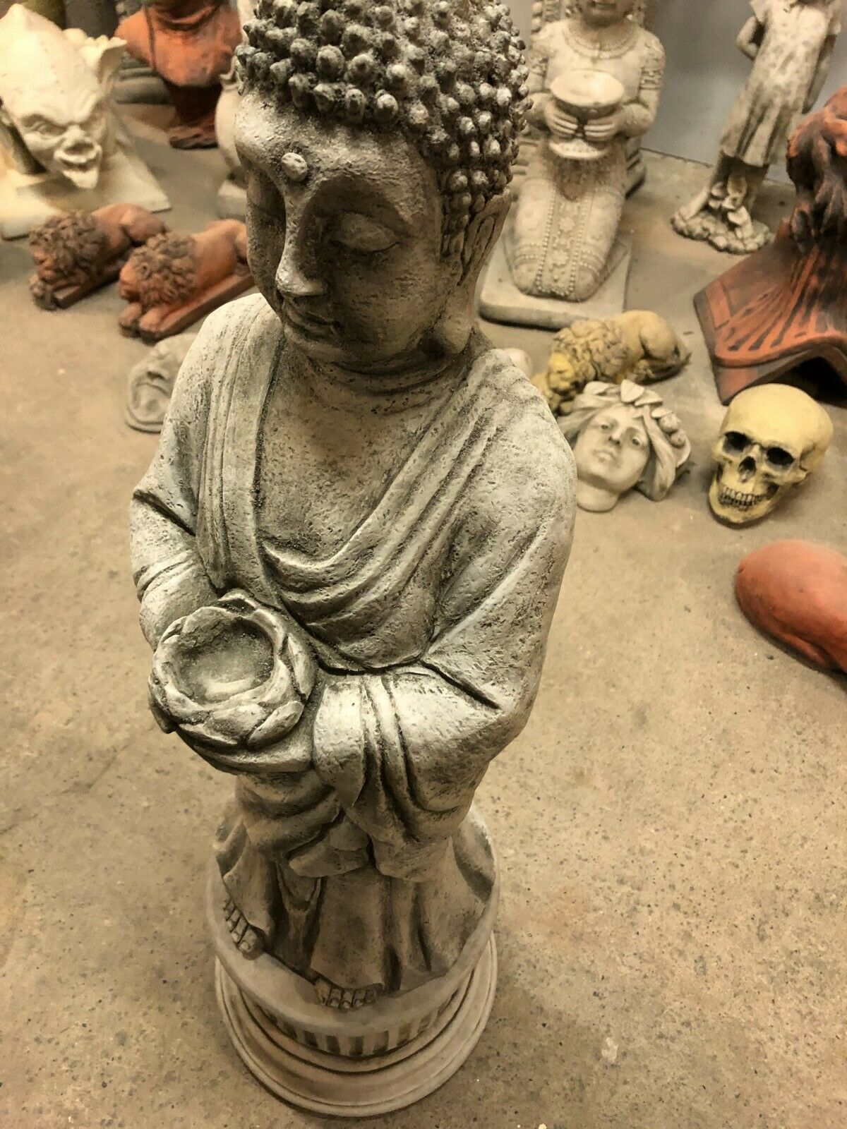 Durable Stone Buddha Garden Statue with Candle Holder