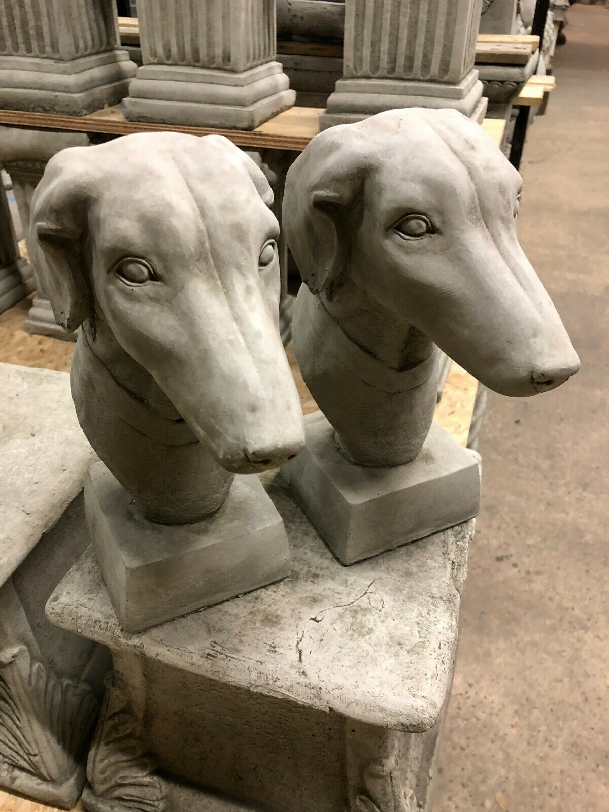 Pair of Stone Greyhound Dog Finials