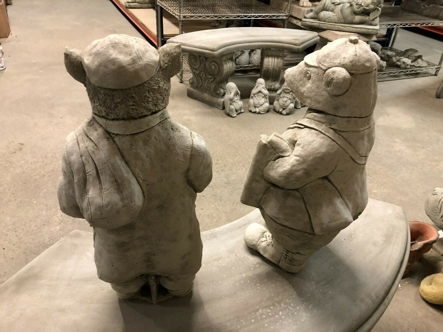 Pair of Stone Gamekeeper & Poacher Ornaments
