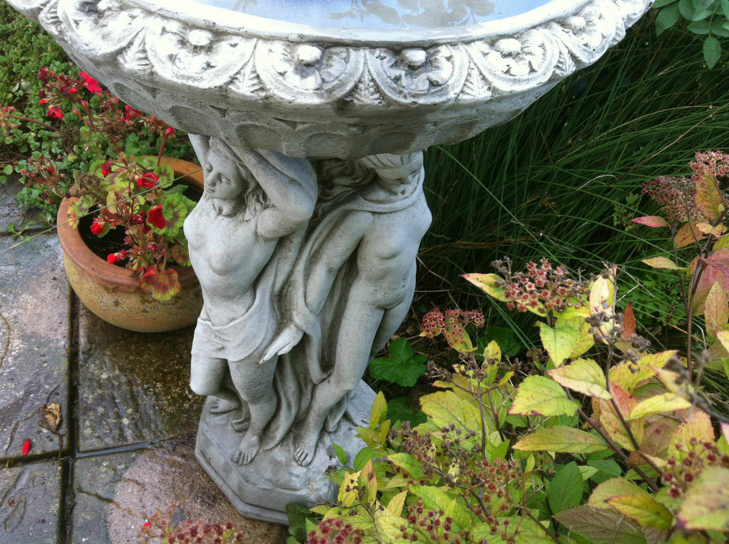 Three Graces Stone Garden Bird Bath