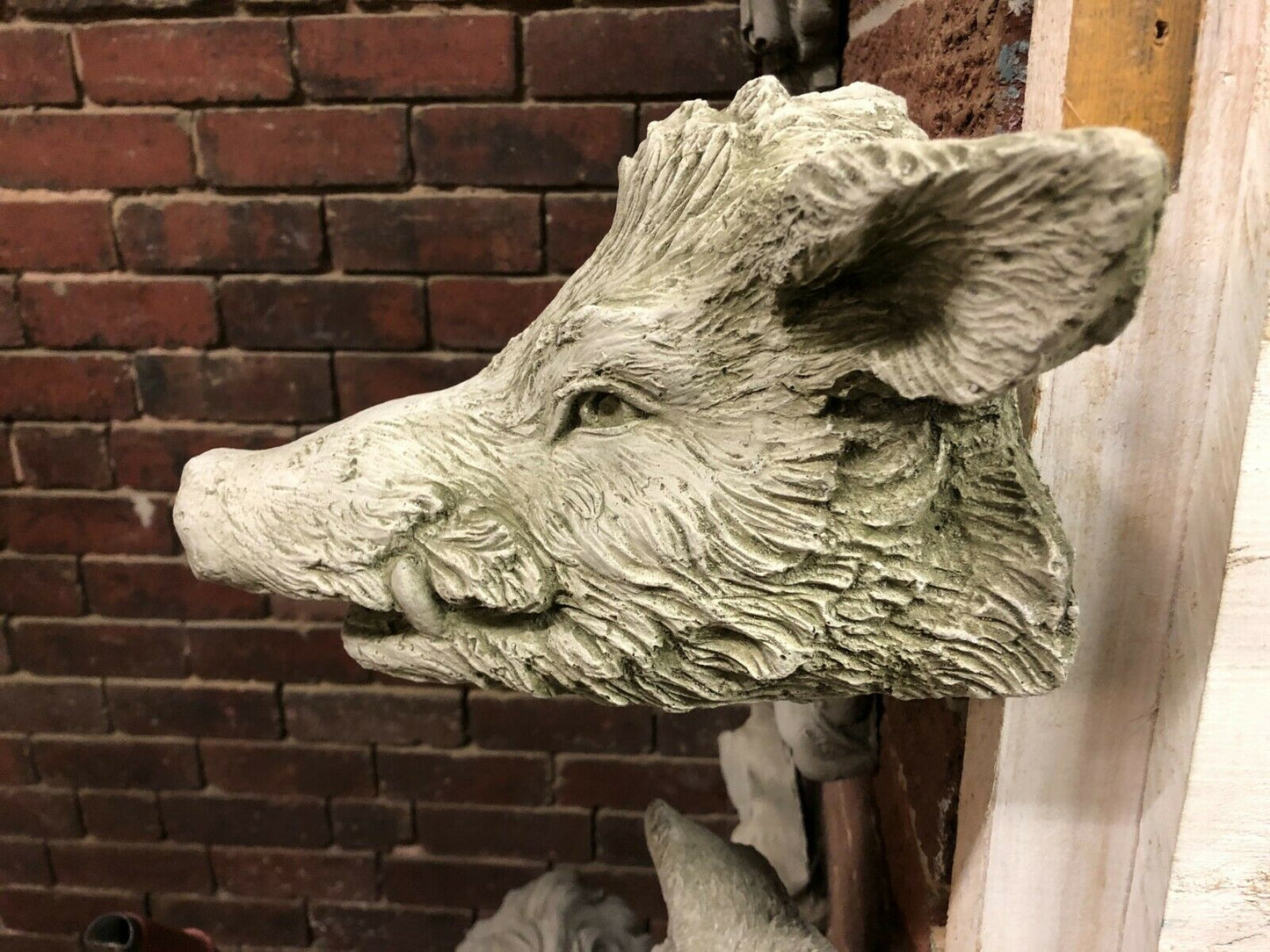 Stone Wild Boar Head Wall Ornament