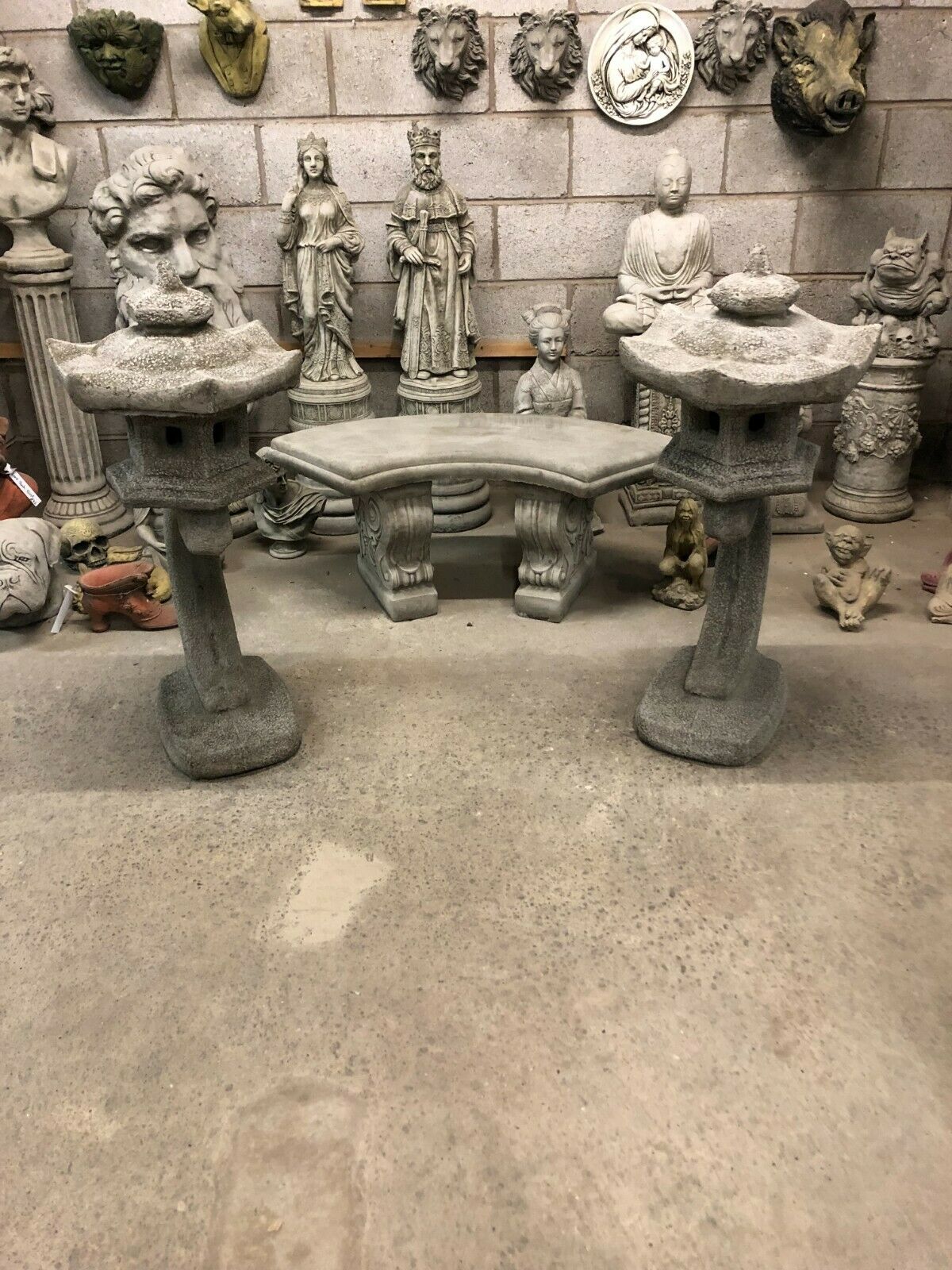 Pair of Stone Pagoda Lantern Statues