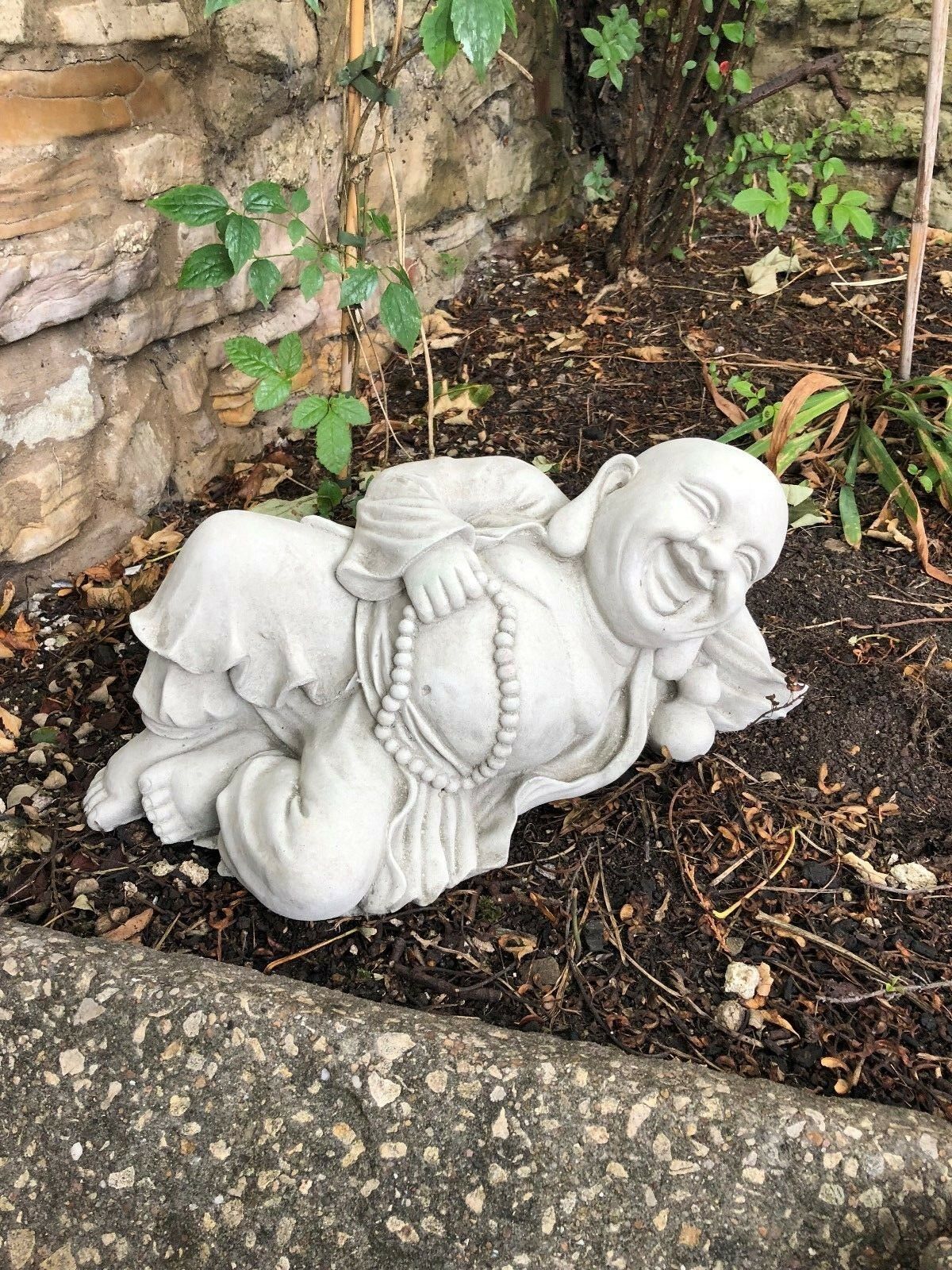 Stone Jolly Buddha Ornament