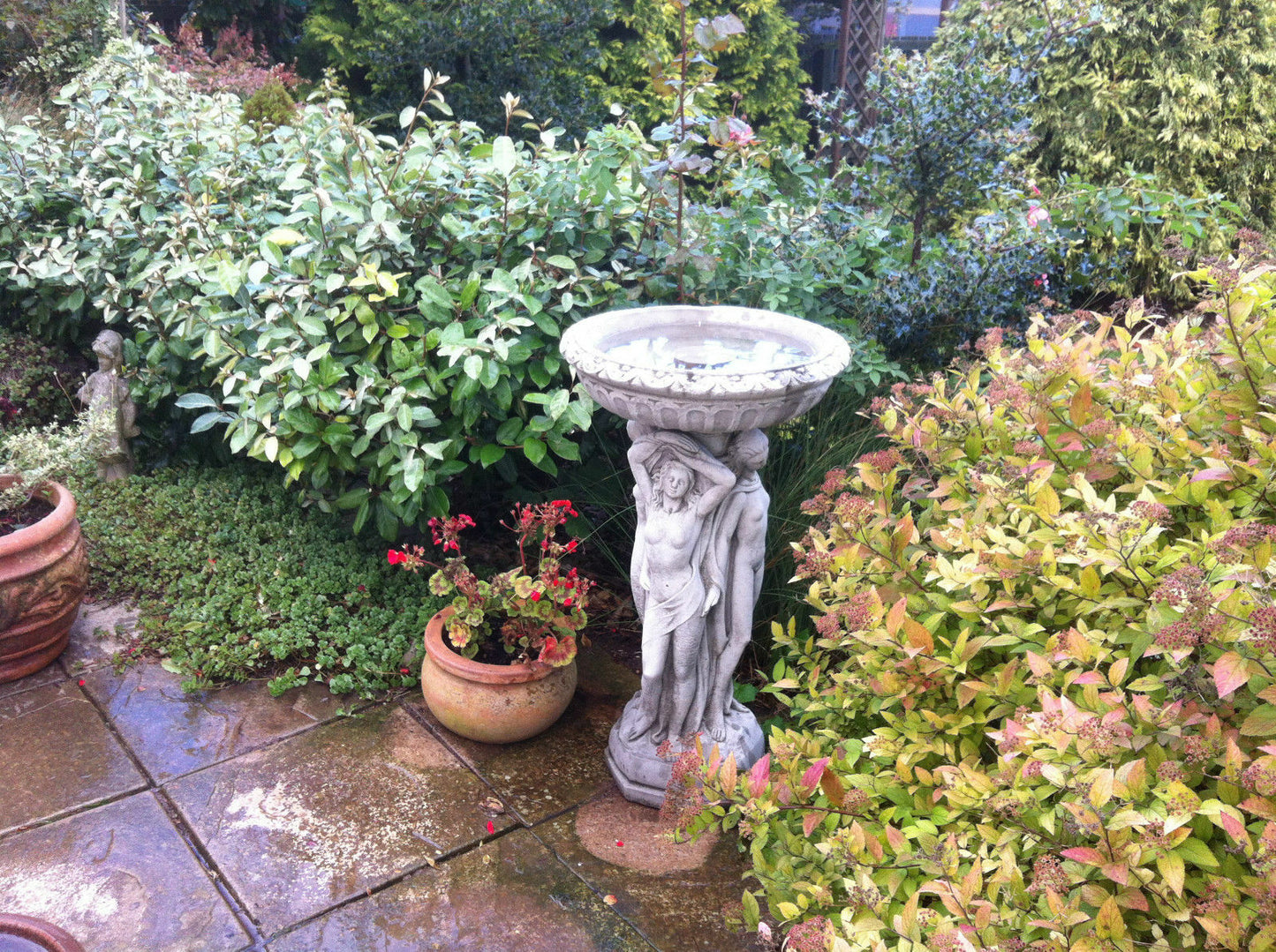 Three Graces Stone Garden Bird Bath