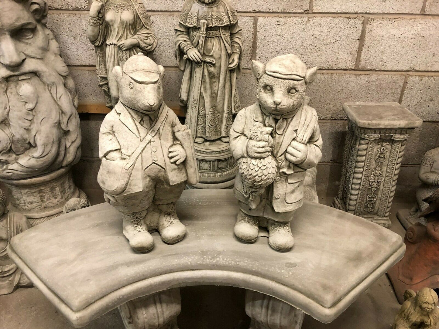 Pair of Stone Gamekeeper & Poacher Ornaments