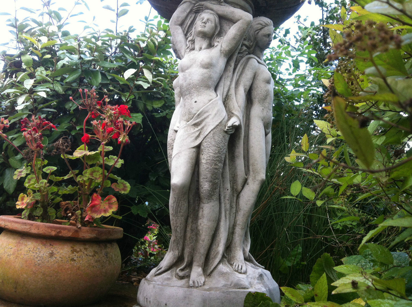 Three Graces Stone Garden Bird Bath