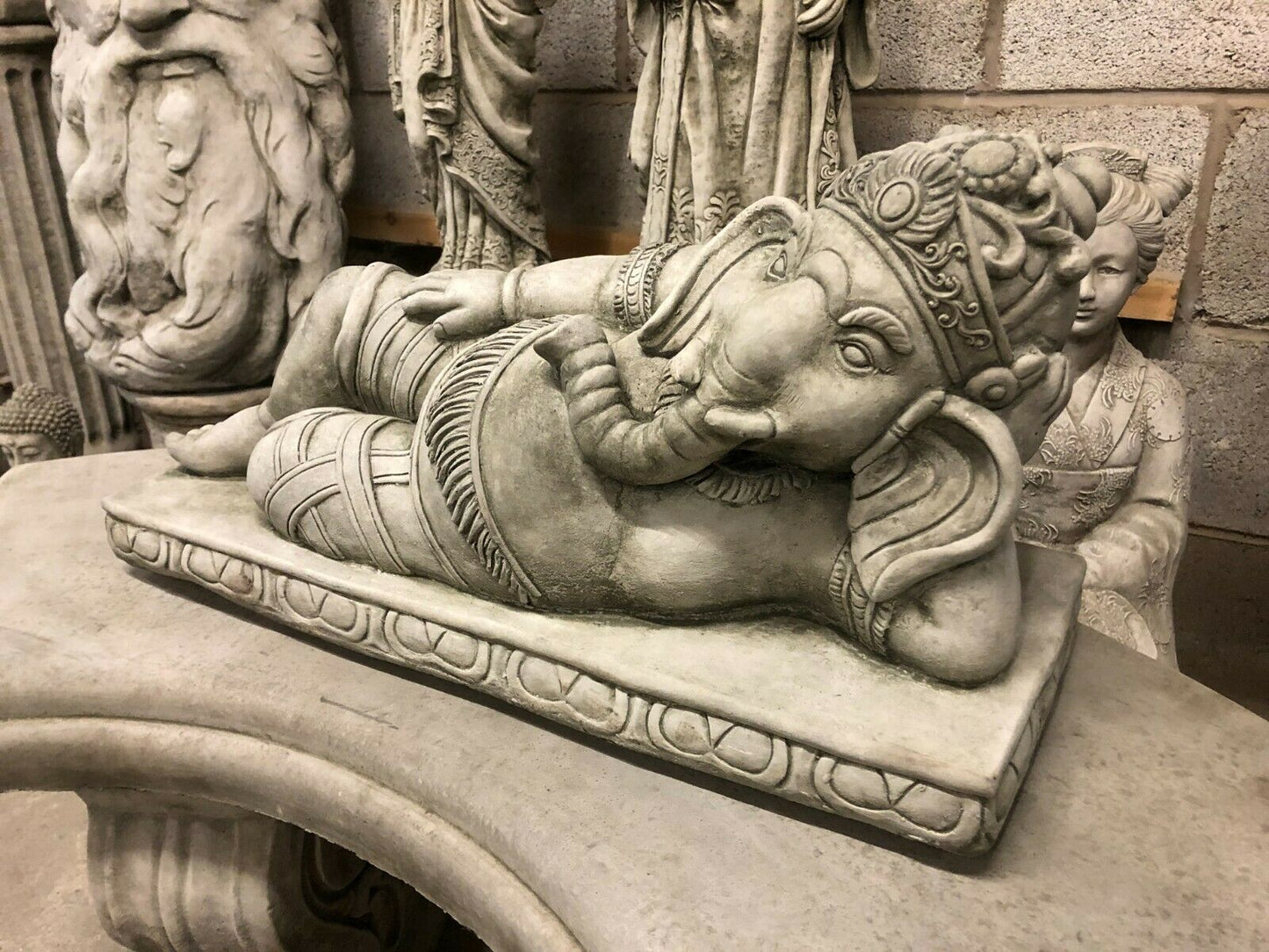 Ganesh Concrete Garden Ornament - Unique Stone Decor